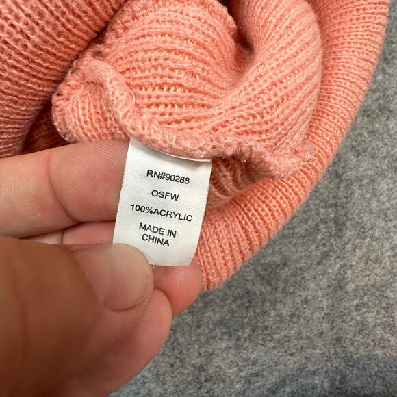 Adidas Beanie Hat Peach Pink Trellis All Over Print Logo Women's One Size Winter - Picture 5 of 7